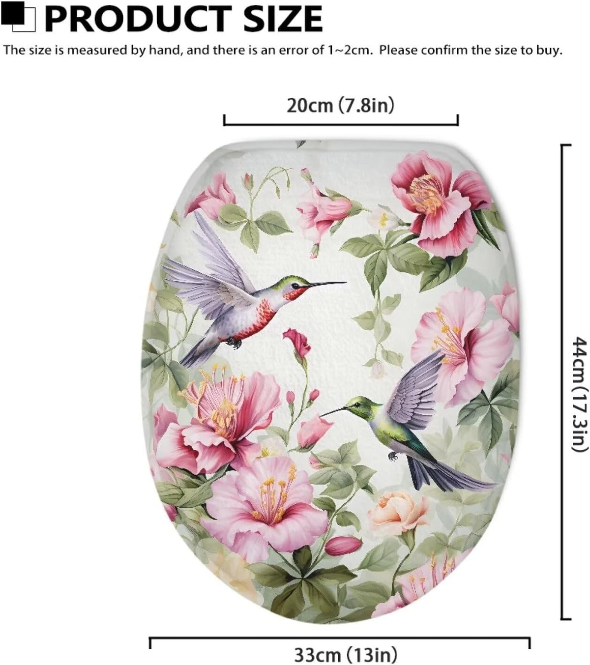 Green Hummingbird Toilet Bowl Cover Seat Pink Flower Toilet Seat Cover Toilet Seat Covers for Bathroom Toilet Seat Cover Elongated Adjusts to Shape of Toilet Lid Toilet Cover