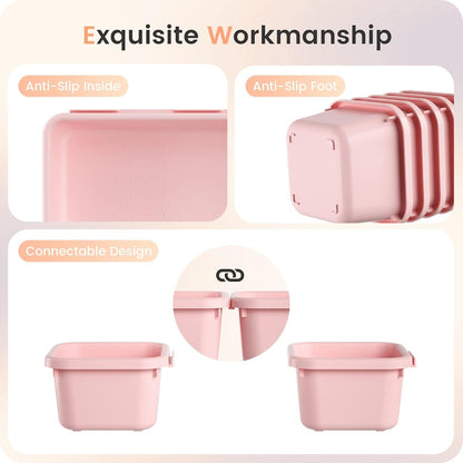 【Military Grade】 Drawer Organizer,【𝟱𝗦𝗶𝘇𝗲】Makeup organizer,【Holds 177 Items】Bathroom Organizers and Storage,Organization and Storage,Desk Drawer Organizer for Vanity【Pink】