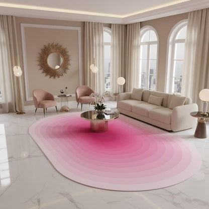 Abstract Geometric Aesthetic Art Deco Indoor Area Rug 4x6 for Living Room Bedroom Dining Room Modern Minimalist Pink Ombre Tonal Home Office Rugs Nursery Farmhouse Washable Non Shedding Soft Carpet