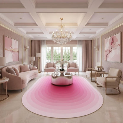 Abstract Geometric Aesthetic Art Deco Indoor Area Rug 4x6 for Living Room Bedroom Dining Room Modern Minimalist Pink Ombre Tonal Home Office Rugs Nursery Farmhouse Washable Non Shedding Soft Carpet