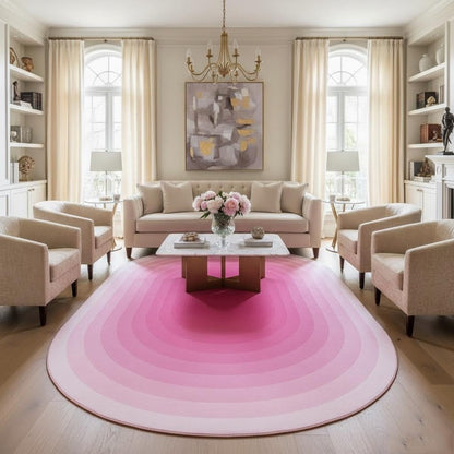 Abstract Geometric Aesthetic Art Deco Indoor Area Rug 4x6 for Living Room Bedroom Dining Room Modern Minimalist Pink Ombre Tonal Home Office Rugs Nursery Farmhouse Washable Non Shedding Soft Carpet