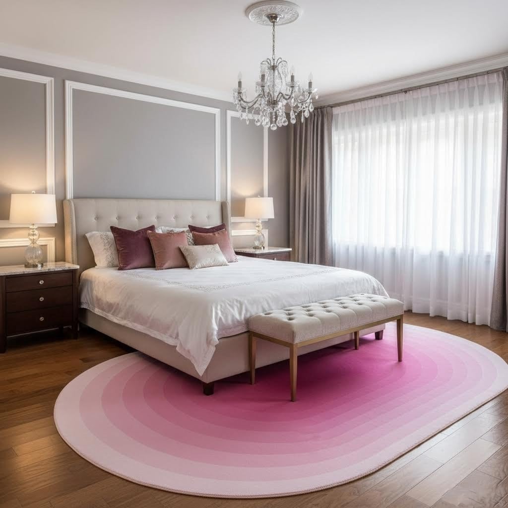 Abstract Geometric Aesthetic Art Deco Indoor Area Rug 4x6 for Living Room Bedroom Dining Room Modern Minimalist Pink Ombre Tonal Home Office Rugs Nursery Farmhouse Washable Non Shedding Soft Carpet