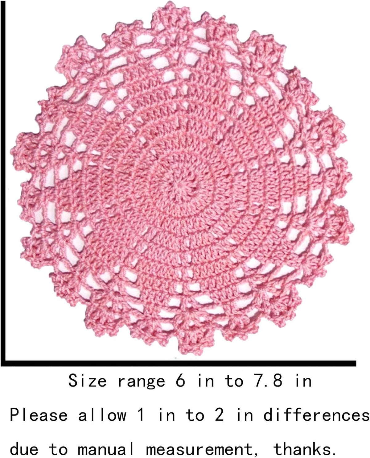 Anniversary Mother's Day 2 PCS 6" to 7.8" Lace Doilies Handmade Round Crochet Daisy Flower Coasters Table Placemats Vase Pads Mats (Pink)