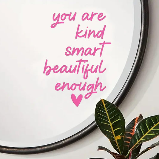 2 Pack Pink Mirror Decal Room Decor for Teen Girls, 3D Pink Bathroom Decor for Kids or Girls,Positive Affirmation Mirror Sticker