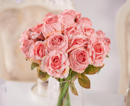Artificial Rose Bouquets Flower 12pcs Silk Roses, Pink Flower