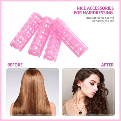 28 Pieces Hair Roller, 0.6 Inch/ 1.5 cm Small Size Plastic Hair Rollers with Steel Pintail Comb for Short Hair Long Hair Styling Tools (Pink)