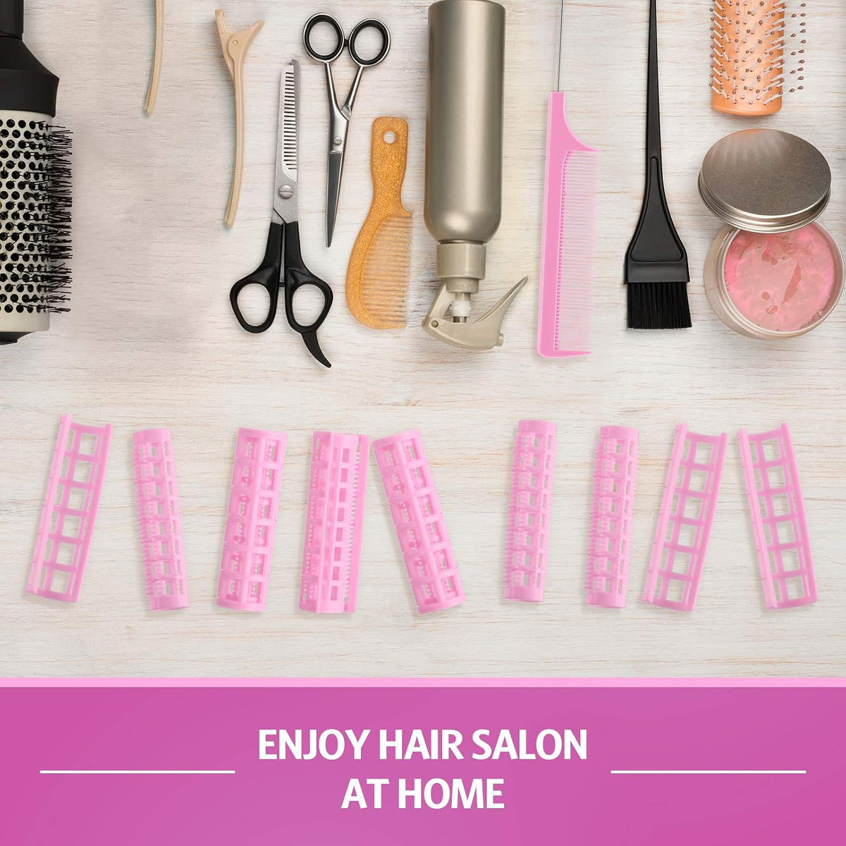 28 Pieces Hair Roller, 0.6 Inch/ 1.5 cm Small Size Plastic Hair Rollers with Steel Pintail Comb for Short Hair Long Hair Styling Tools (Pink)