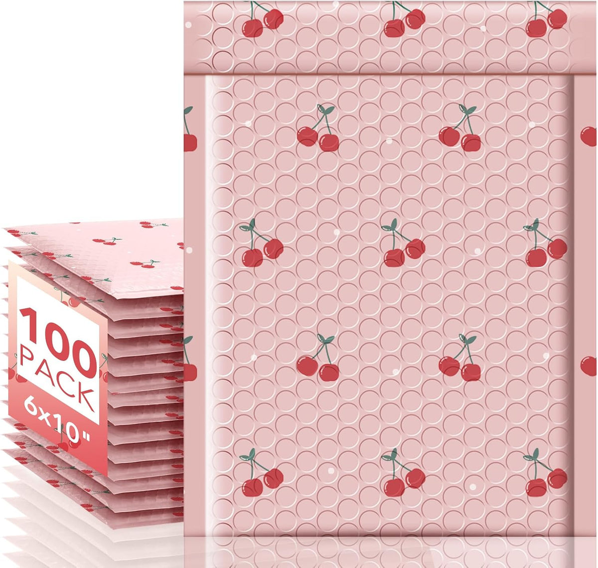 Cute Bubble Mailers 6x10 Inch 100 Pack Cherry Pink Padded Mailers