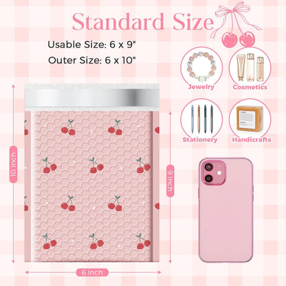 Cute Bubble Mailers 6x10 Inch 100 Pack Cherry Pink Padded Mailers