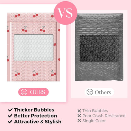 Cute Bubble Mailers 6x10 Inch 100 Pack Cherry Pink Padded Mailers