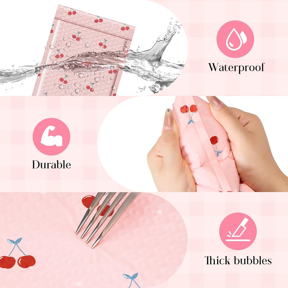Cute Bubble Mailers 6x10 Inch 100 Pack Cherry Pink Padded Mailers