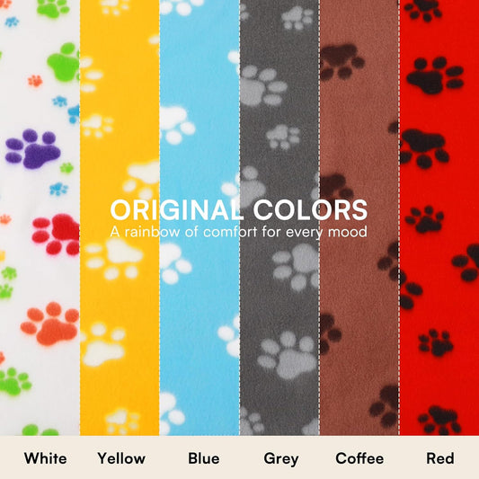 LINENLUX Cute Dog Blanket for Small Medium Dogs 6-Pack Soft Stretchy Fleece Blankets for Pet Cat Puppy Warm Wrinkle-Resistant Throw for Couch Bed Outdoor Mix 31x24 inch (Pack of 6)