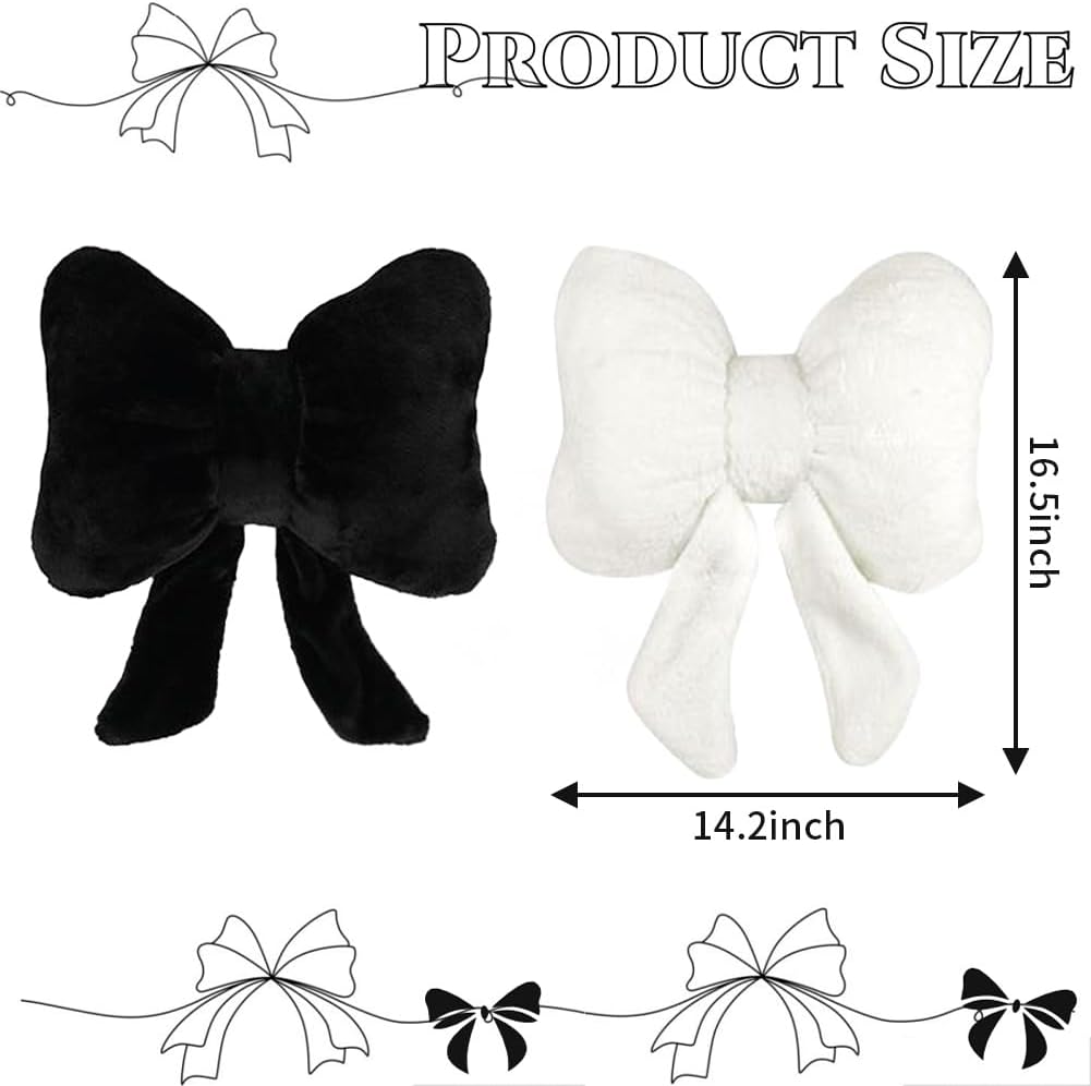 2 Pcs Coquette Bow Pillows Cute Bowknot Plush Pillow Coquette Home Decor Pink Bow Lumbar Pillow for Girls Loft Bed Decor Accessories