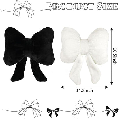 2 Pcs Coquette Bow Pillows Cute Bowknot Plush Pillow Coquette Home Decor Pink Bow Lumbar Pillow for Girls Loft Bed Decor Accessories