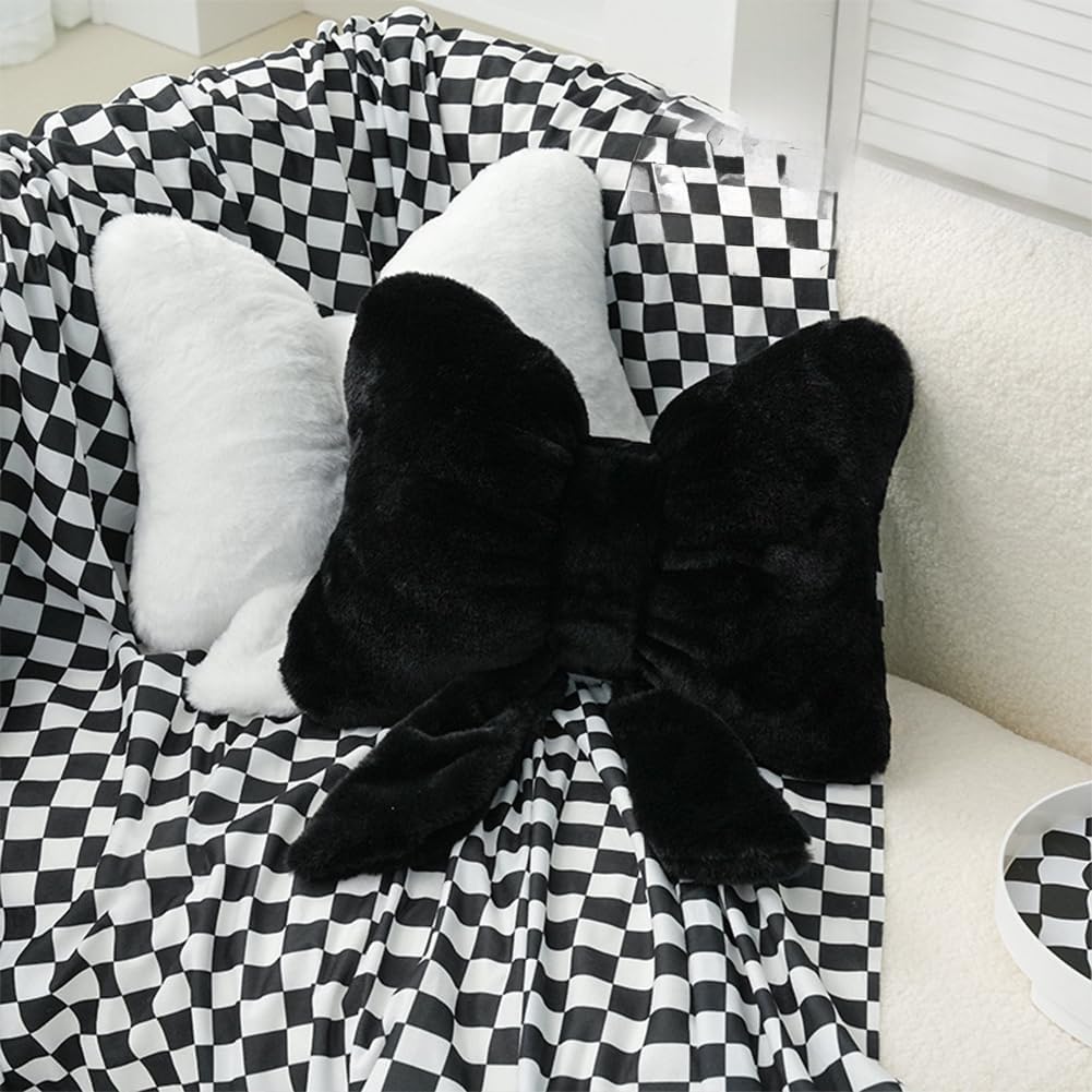 2 Pcs Coquette Bow Pillows Cute Bowknot Plush Pillow Coquette Home Decor Pink Bow Lumbar Pillow for Girls Loft Bed Decor Accessories