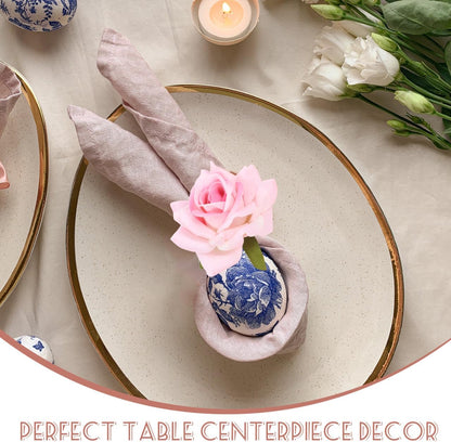 4Pcs Artificial Flower Napkin Rings Pink Rose Napkin Holders for Wedding Valentine's Day Party Table Decor Lightweight Tabletop Buckles