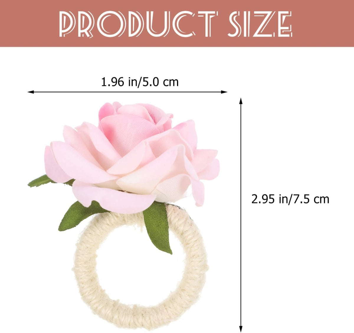 4Pcs Artificial Flower Napkin Rings Pink Rose Napkin Holders for Wedding Valentine's Day Party Table Decor Lightweight Tabletop Buckles
