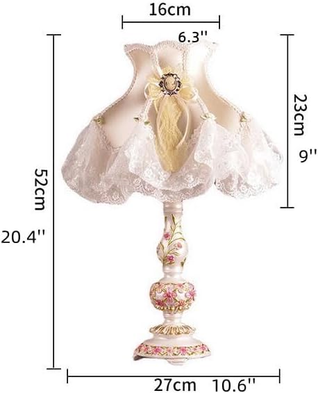 Exquisite Carved flowers Base LaceJewel Table Lamp - 22" H - Desk Lamp - Lamp for Bedroom - Bedside Lamps Victorian Desk Lamp Cloth art+Resin (Pink)