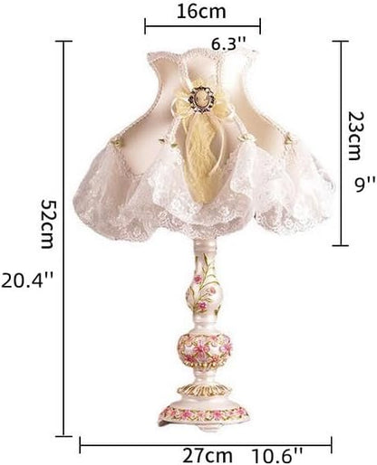 Exquisite Carved flowers Base LaceJewel Table Lamp - 22" H - Desk Lamp - Lamp for Bedroom - Bedside Lamps Victorian Desk Lamp Cloth art+Resin (Pink)
