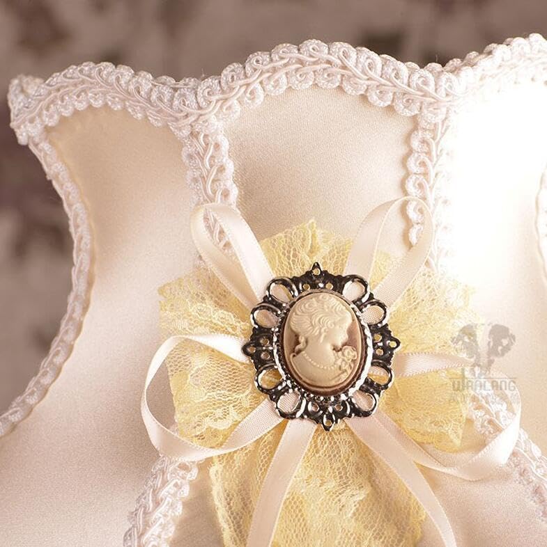 Exquisite Carved flowers Base LaceJewel Table Lamp - 22" H - Desk Lamp - Lamp for Bedroom - Bedside Lamps Victorian Desk Lamp Cloth art+Resin (Pink)
