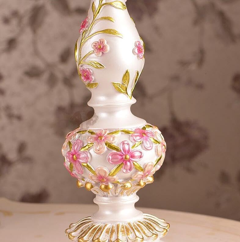 Exquisite Carved flowers Base LaceJewel Table Lamp - 22" H - Desk Lamp - Lamp for Bedroom - Bedside Lamps Victorian Desk Lamp Cloth art+Resin (Pink)