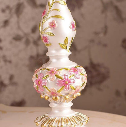 Exquisite Carved flowers Base LaceJewel Table Lamp - 22" H - Desk Lamp - Lamp for Bedroom - Bedside Lamps Victorian Desk Lamp Cloth art+Resin (Pink)