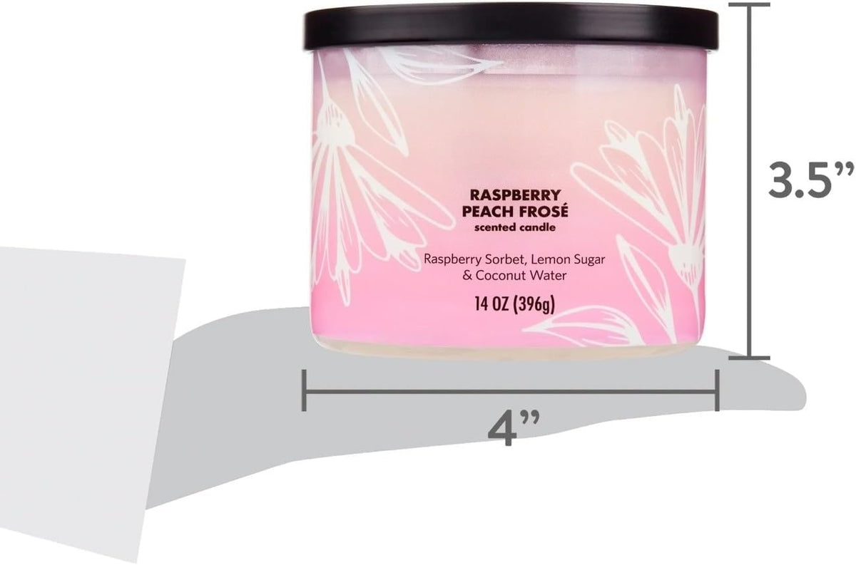 3-Wick Ombre Wrap Raspberry Peach Candle, 14-Ounce
