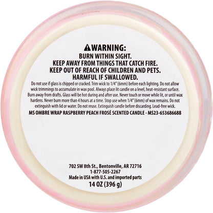 3-Wick Ombre Wrap Raspberry Peach Candle, 14-Ounce