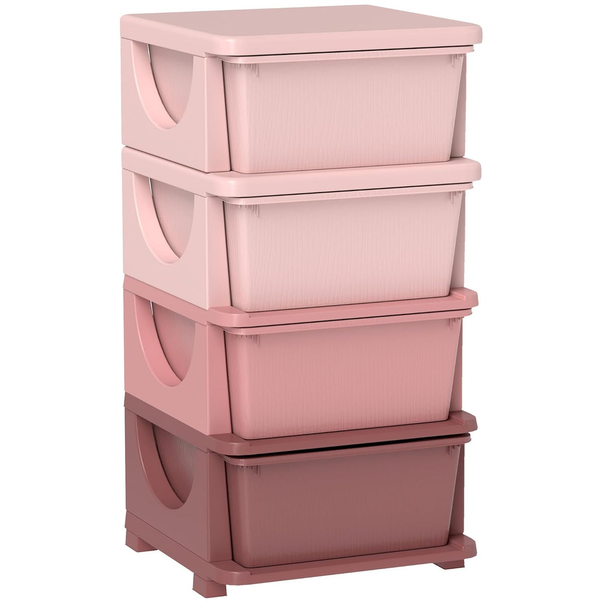 4 Drawers Kids Storage Unit 4 Tier Toy Organizers Pink