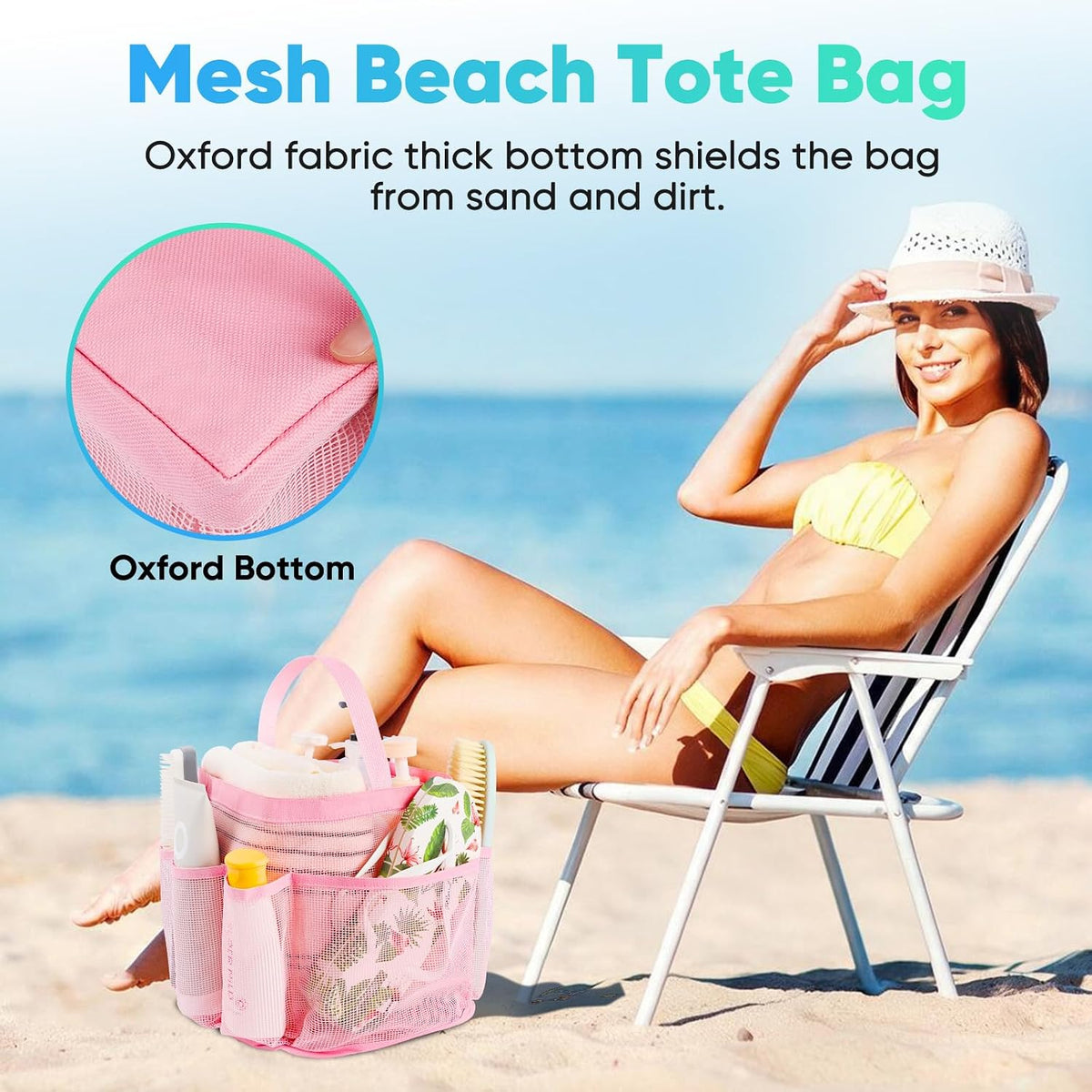 Mesh Shower Caddy Portable for College Dorm Room Essentials,Portable Shower Caddy Dorm with 9-Pocket Large Capacity, Shower Bag for Beach, Swimming, Gym, Travel essentials, Pink
