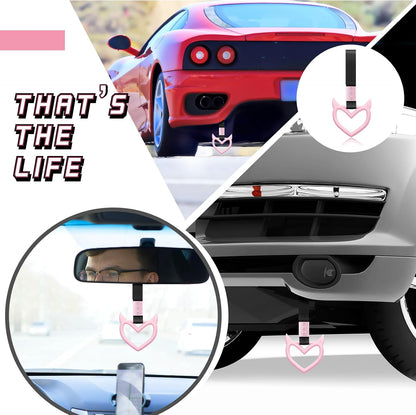 2 Pieces Heart Handle Keychains Car Accessory Heart Hand Strap Drift Charm for Car Interior Exterior Decoration(Pink,Devil Style)