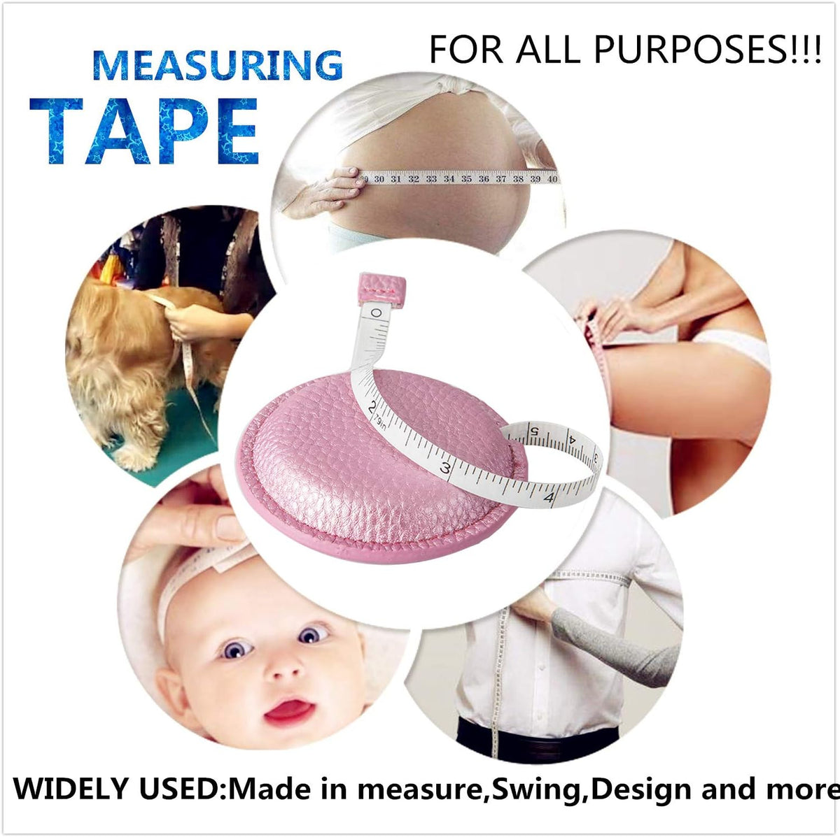 Tape Measure for Body Measuring, 79Inch/2Meters Retractable Measuring Tape for Body Fabric Sewing Tailor Cloth Knitting Craft Measurements Dual Sided