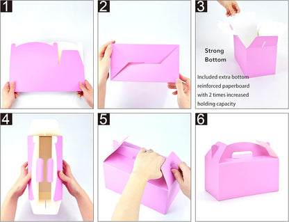 Treat Gift Boxes, 30 Pack, Pink, 9.45x5x5 IN | Gable Box For Party Favor, Goodie, Birthday, Baby Shower, Wedding, Christmas, Bridesmaid