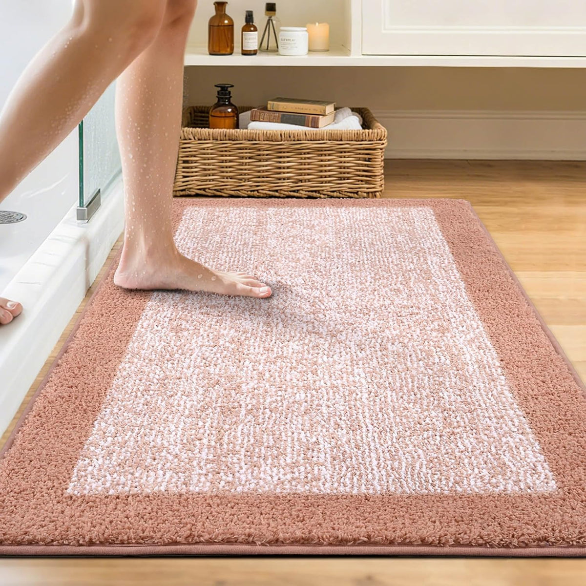 48x32 Large Bathroom Rugs Non Slip Washable, Soft Absorbent Bath Mat Pink