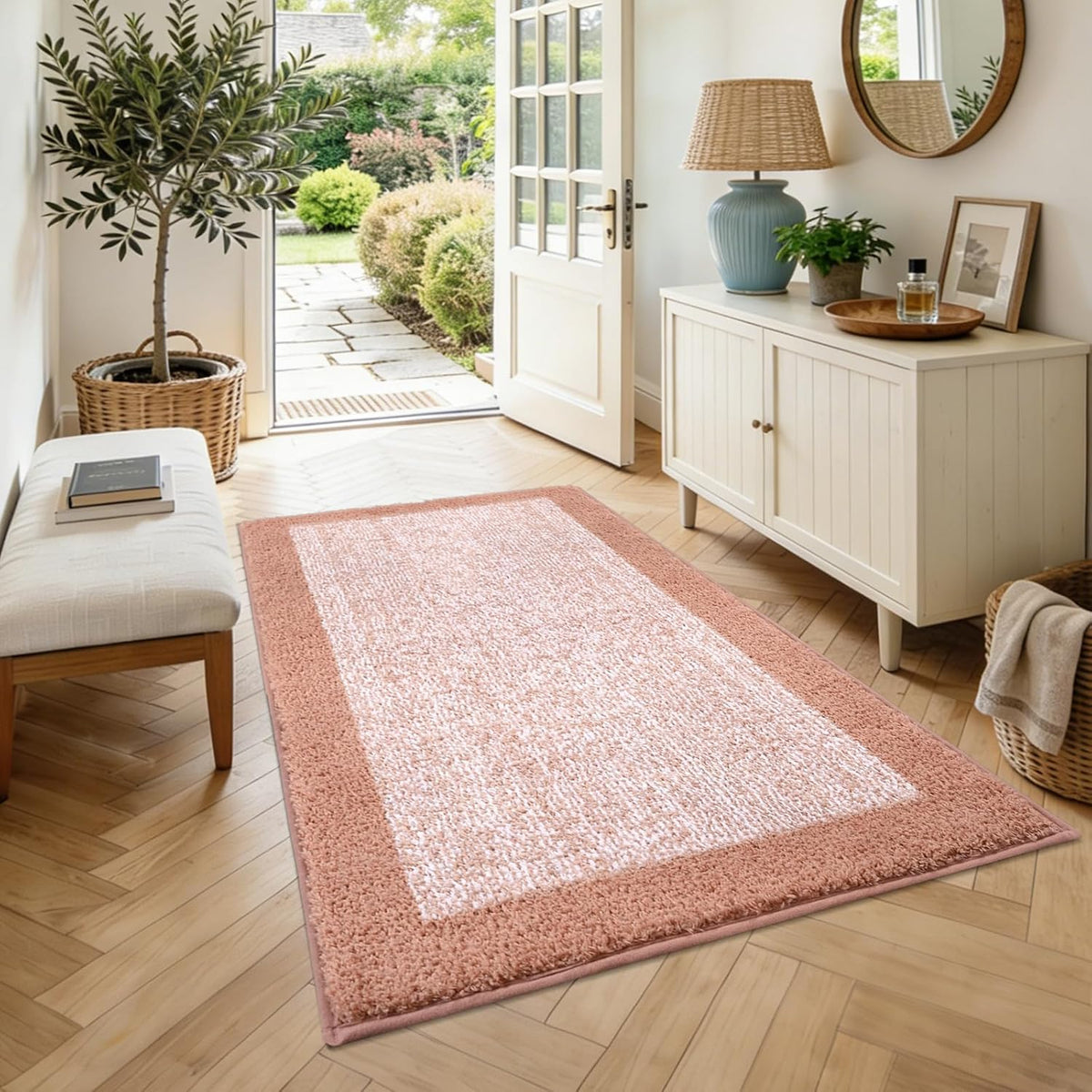 48x32 Large Bathroom Rugs Non Slip Washable, Soft Absorbent Bath Mat Pink