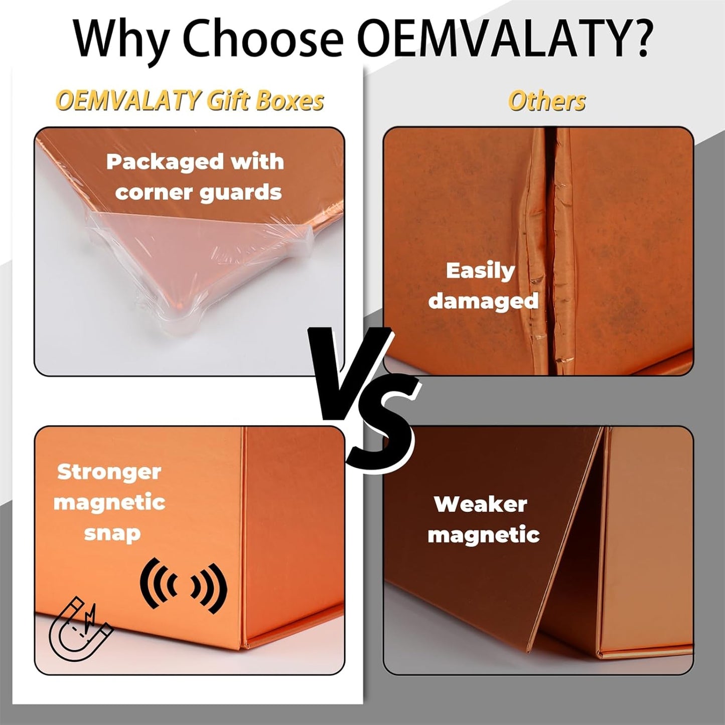 OEMVALATY Rose Gold Gift Box,6x6x3 Inches Gift Boxes with Lids for Presents with Magnetic Closure and Ribbon for Wedding,Storage,Birthday