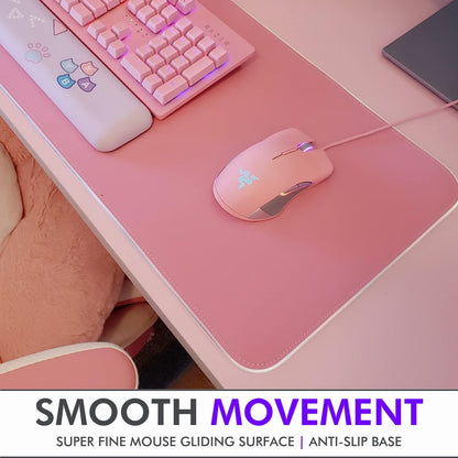 Pink Mouse Pad | RGB Gaming Mouse Pad Pink (Create Your Dream Setup) Large LED Mousepad Mats for Desk with 8 Light Modes, Smooth Gliding, and Easy to Clean - Girl Gaming Accessories