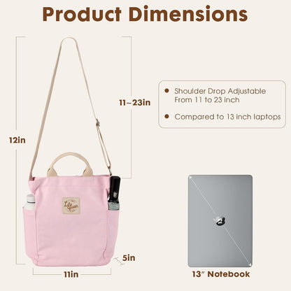 Women Canvas Tote Handbags Casual Shoulder Work Bag Crossbody