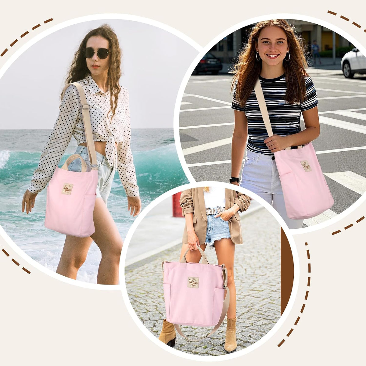 Women Canvas Tote Handbags Casual Shoulder Work Bag Crossbody