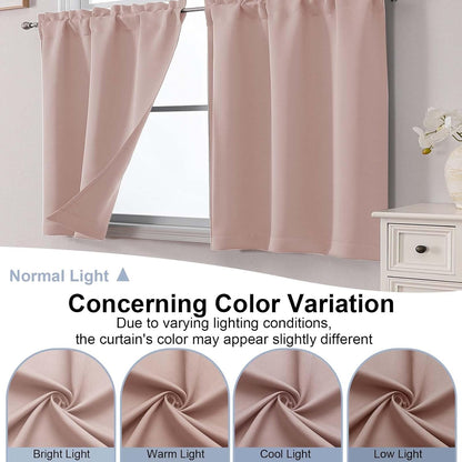 Blush Pink Valance for Window, Blackout Small Kitchen Curtain for Bedroom/Living Room, Rod Pocket Privacy Short Window Treatment Valance RV Bunk Panels, 60" Wx14 L