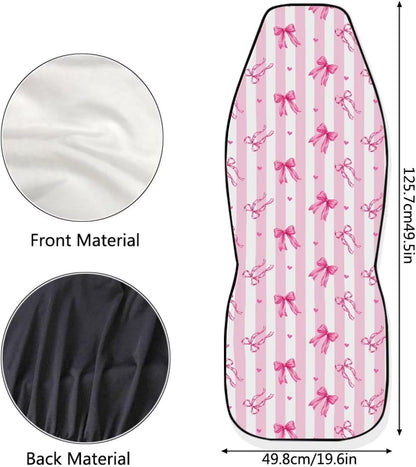 Pink-White Stripe Bow Car Seat Covers Front Seats Only for Girly
