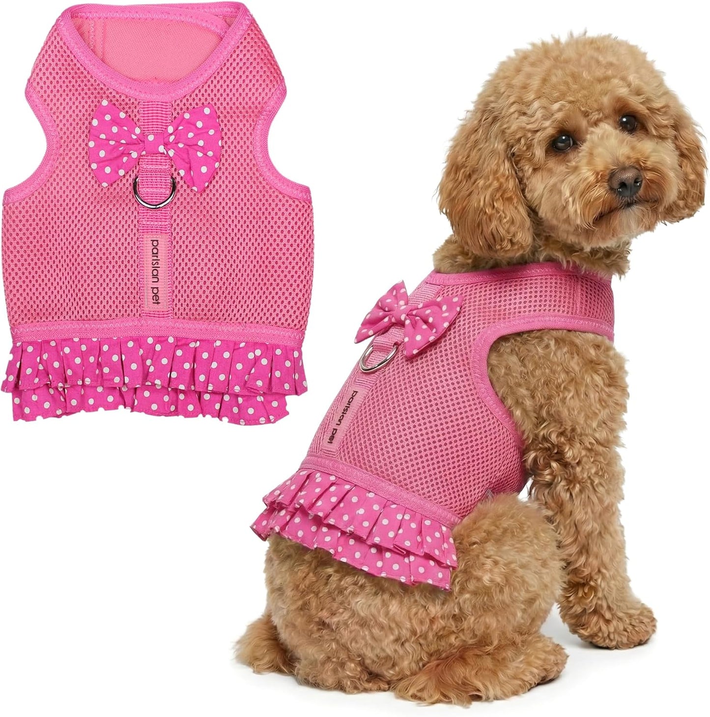 Step in Dog Harness - 100% Mesh Fabric Pink Girl Dog Harnesses - Soft Fully Padded, No Pull Dog Vest Harness Dress - Puppy Harness - Dog Harness Large Sized Dog - XL