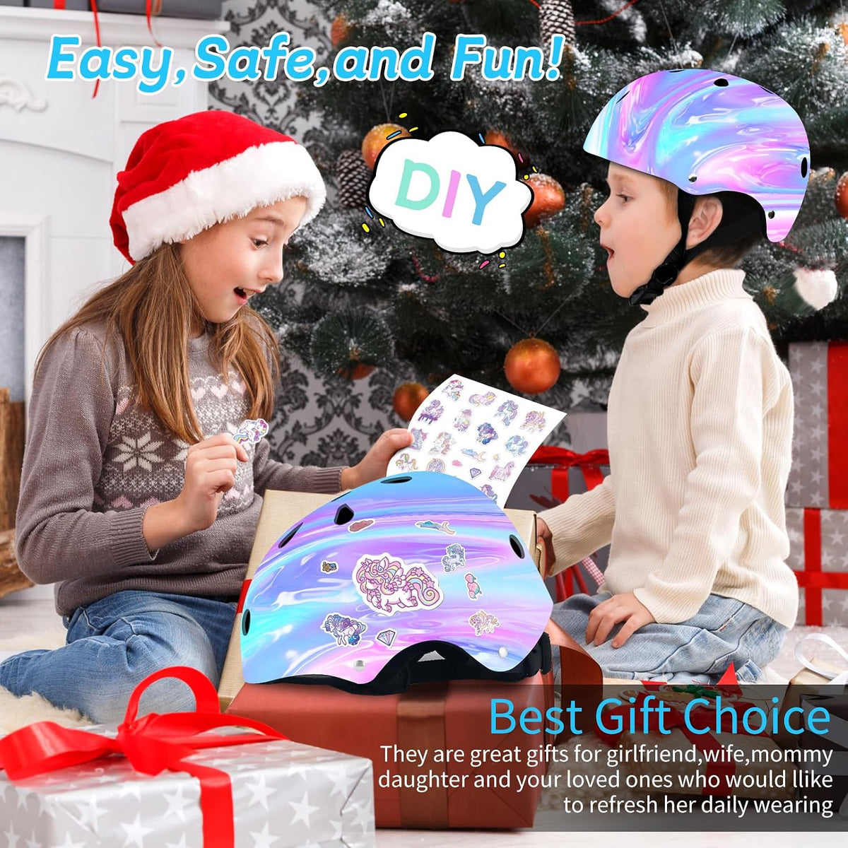 Adjustable Gradient Color Kids Bike Helmet for 1-3-5-8-14 Years