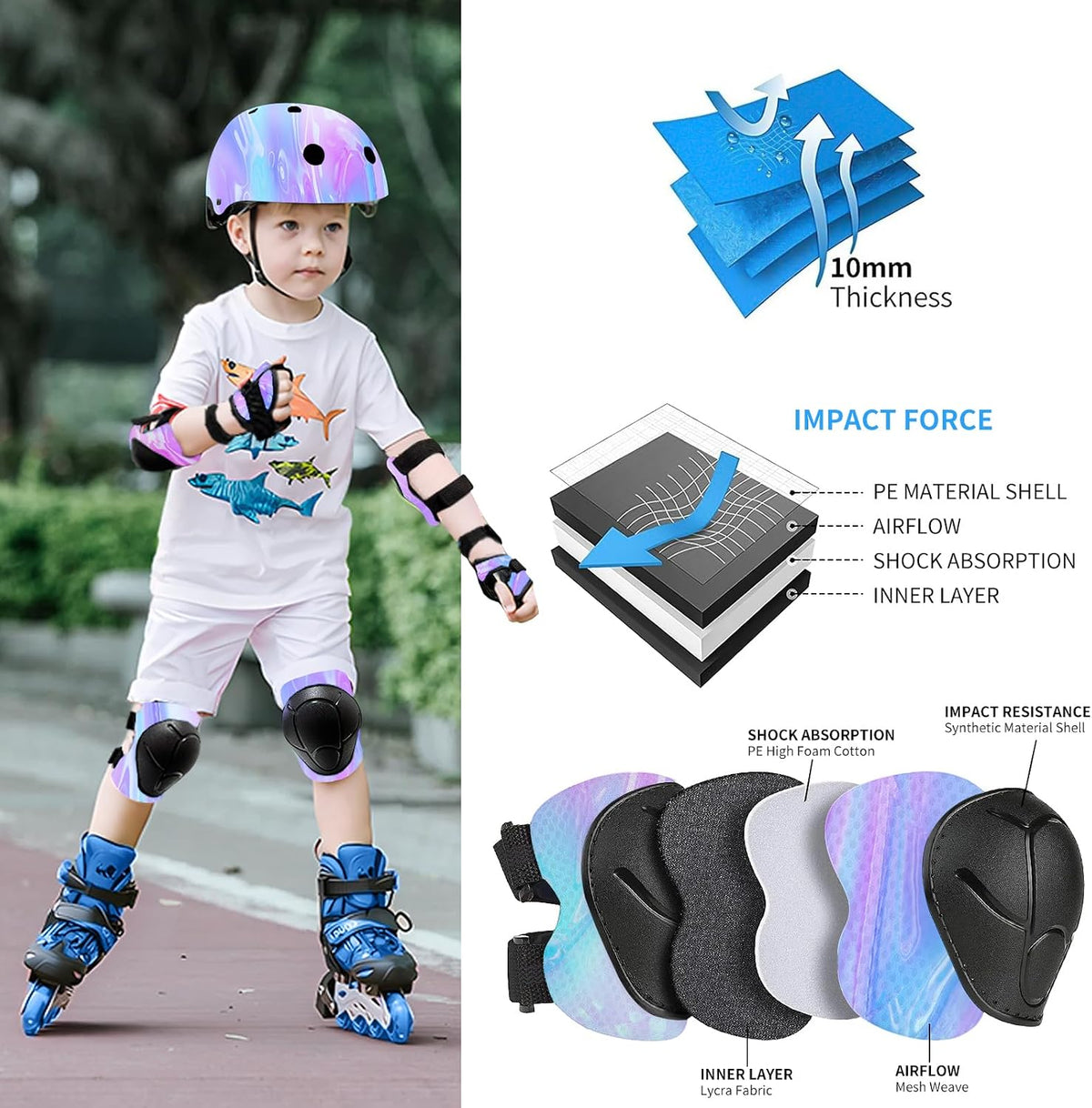 Adjustable Gradient Color Kids Bike Helmet for 1-3-5-8-14 Years