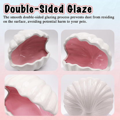 Axolotl Hide Shell Shape Ceramic Fish Tank Cave, Double Sided Glaze, Fish Tank Decor Shelter for Small Pet Frog Fish Betta (Extra Large, Pink)
