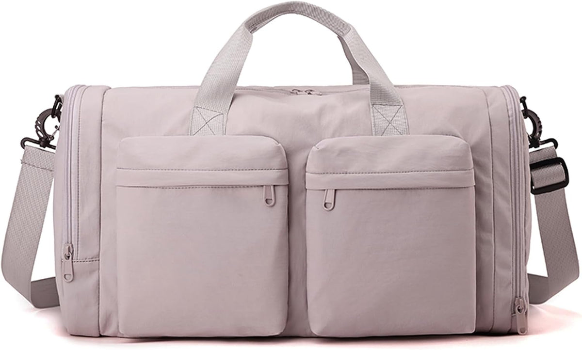 Gym Duffel Bag for Men Women with Shoe and Wet Compartment Lightweight Foldable Carry On Sports Travel Bag for Training Yoga Weekender(Light Pink)