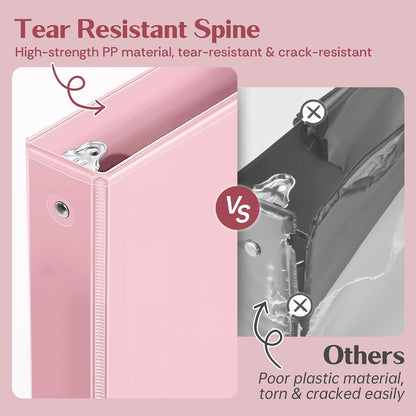deli 1-inch 3 Ring Binder Pink,11" x 8.5" US Letter Size,2 Pack