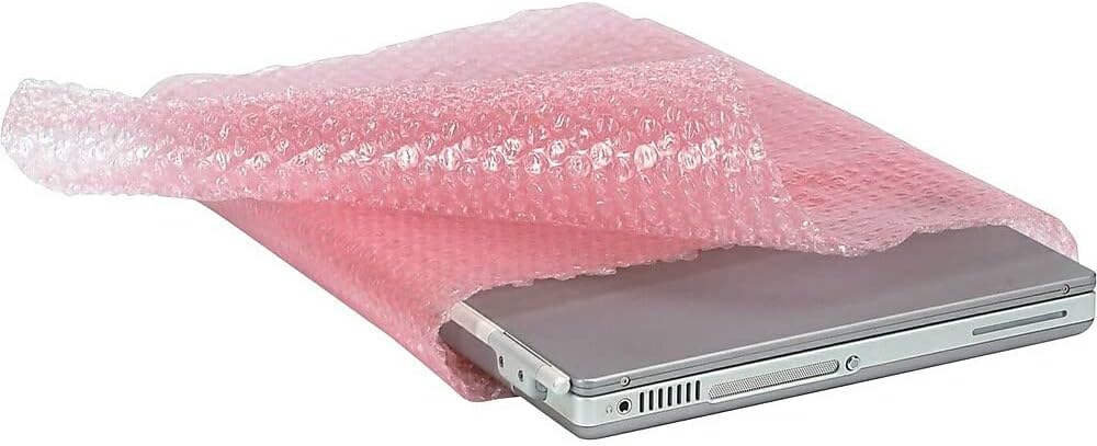 2 Pack of Bubble Cushioning Wrap Rolls, 12" x 72’ ft Total, Perforated Every 12" for Packaging, Shipping, Mailing Free Bonus Fragile Stickers Included (Pink Antistatic)