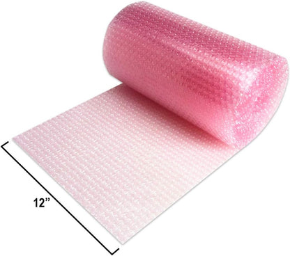 2 Pack of Bubble Cushioning Wrap Rolls, 12" x 72’ ft Total, Perforated Every 12" for Packaging, Shipping, Mailing Free Bonus Fragile Stickers Included (Pink Antistatic)