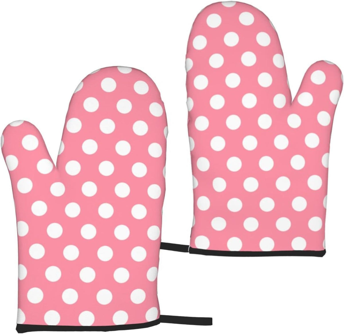 Light Pink Polka Dot Print (a) Oven Mitts for Women, 2 Pack Cute Kitchen aid Oven Mitts Heat Resistant Gloves with Cotton Lining